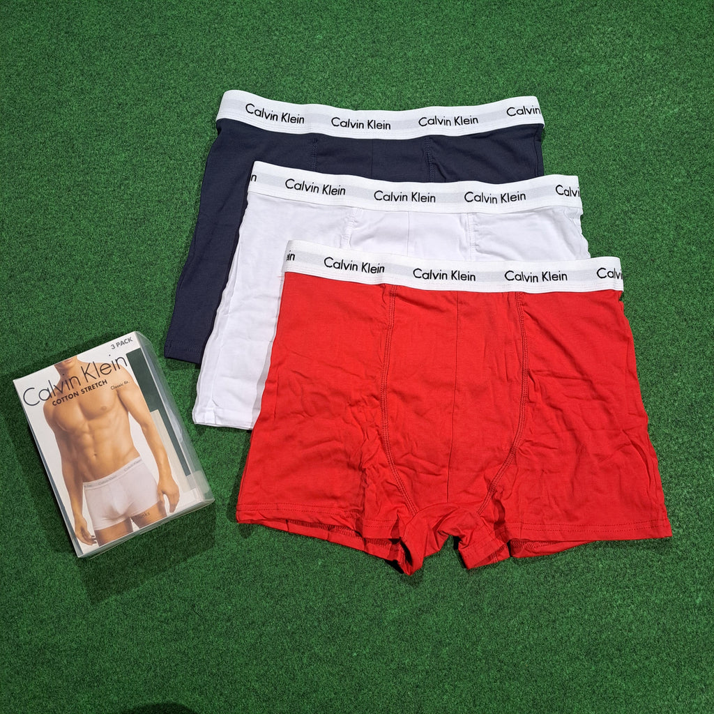 MENS BOXERS SHORTS PACK of 3 (Navy/white/red)