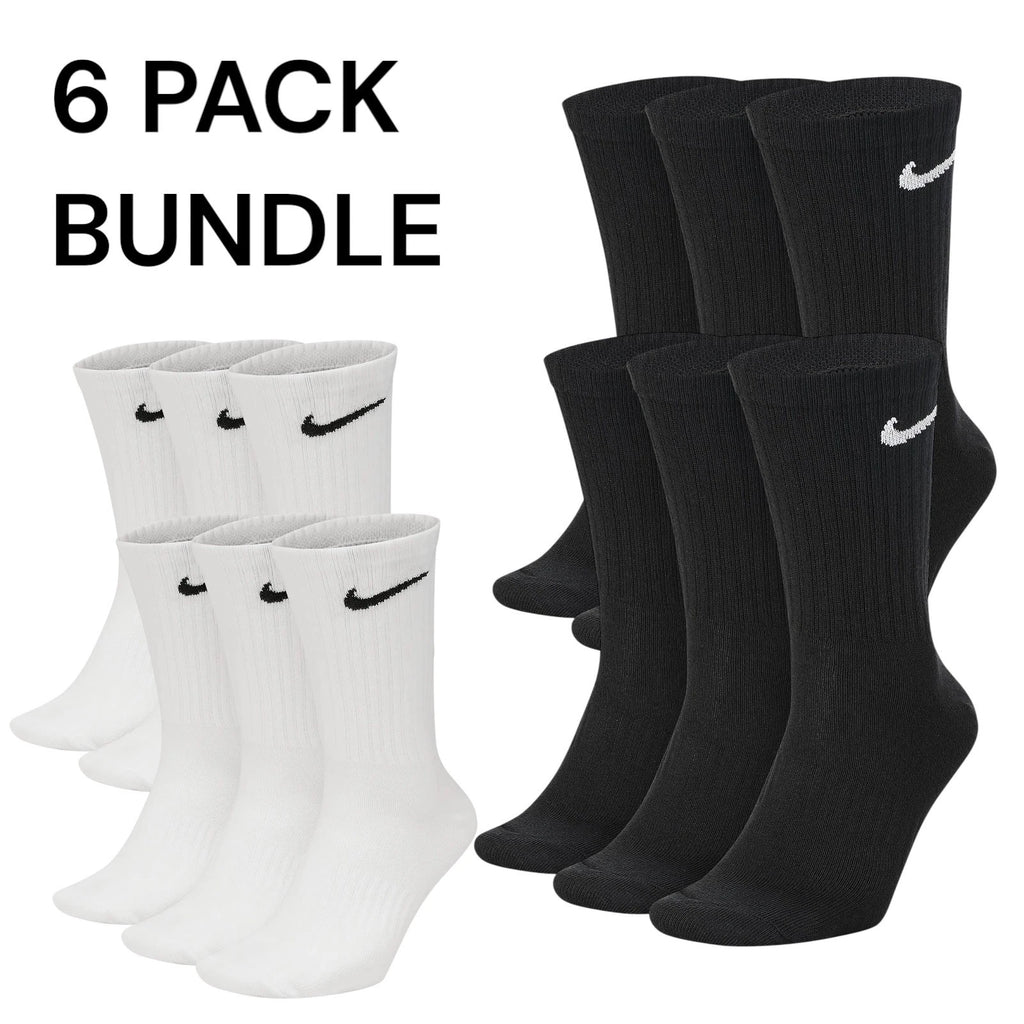 Nike Socks 6 Pairs Crew Ankle Cotton Cushioned Lightweight Mens Womens