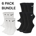Nike Socks 6 Pairs Crew Ankle Cotton Cushioned Lightweight Mens Womens
